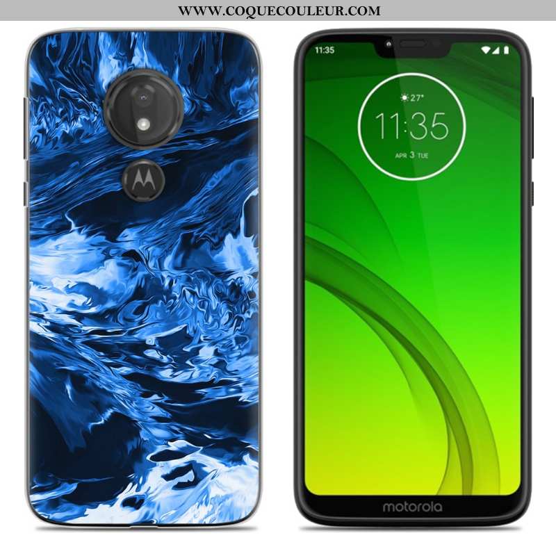 Étui Moto G7 Power Créatif Europe Étui, Coque Moto G7 Power Tendance Téléphone Portable Bleu