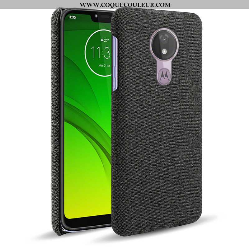 Étui Moto G7 Power Modèle Fleurie Gris Tissu, Coque Moto G7 Power Protection Antidérapant