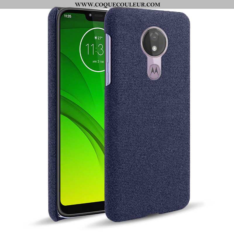 Étui Moto G7 Power Modèle Fleurie Gris Tissu, Coque Moto G7 Power Protection Antidérapant