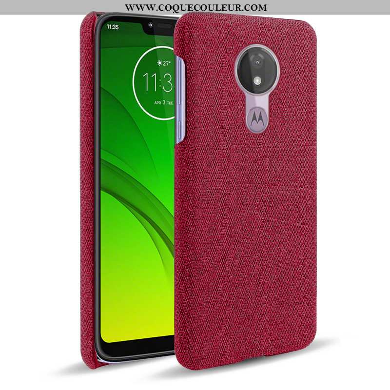 Étui Moto G7 Power Modèle Fleurie Gris Tissu, Coque Moto G7 Power Protection Antidérapant