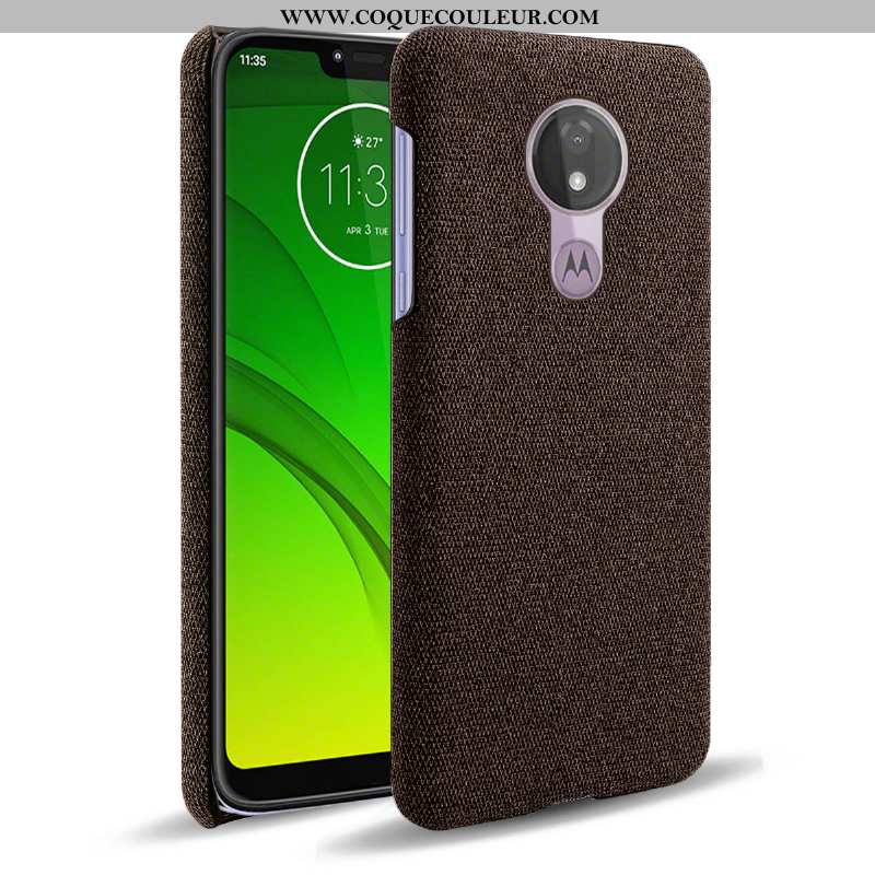 Étui Moto G7 Power Modèle Fleurie Gris Tissu, Coque Moto G7 Power Protection Antidérapant