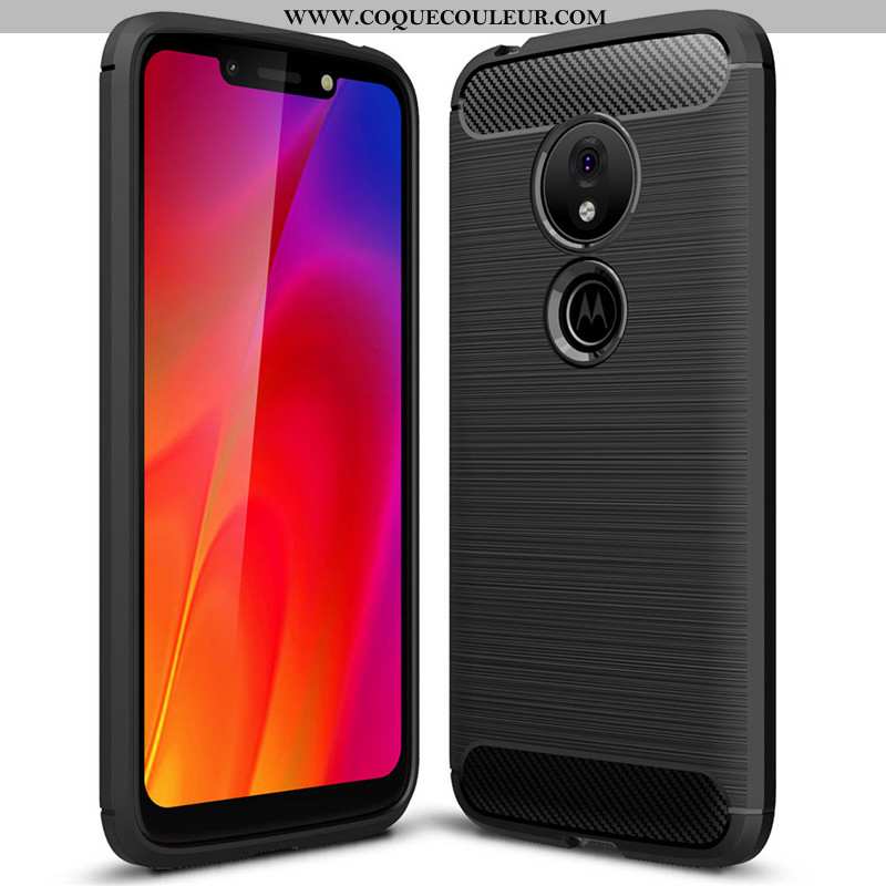 Étui Moto G7 Power Silicone Simple Fluide Doux, Coque Moto G7 Power Protection Fibre Noir