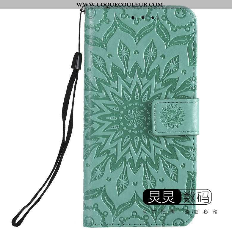 Coque Moto G8 Gaufrage Étui Vert, Housse Moto G8 Cuir Téléphone Portable Verte