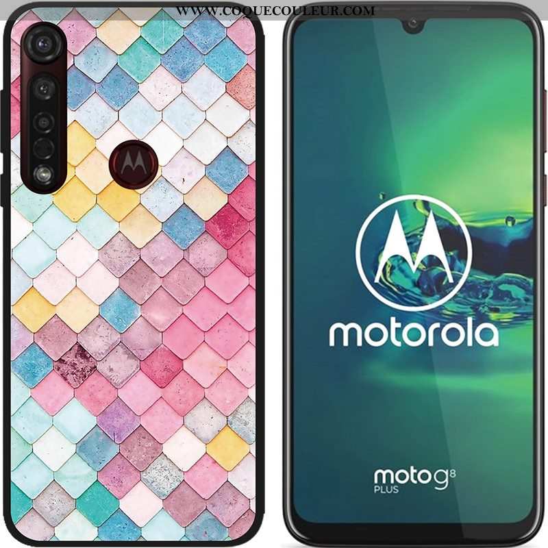 Coque Moto G8 Plus Dessin Animé Téléphone Portable Tissu, Housse Moto G8 Plus Fluide Doux Chaud Bleu