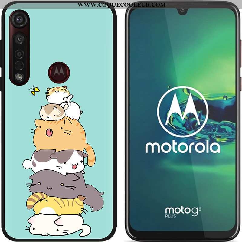 Coque Moto G8 Plus Dessin Animé Téléphone Portable Tissu, Housse Moto G8 Plus Fluide Doux Chaud Bleu