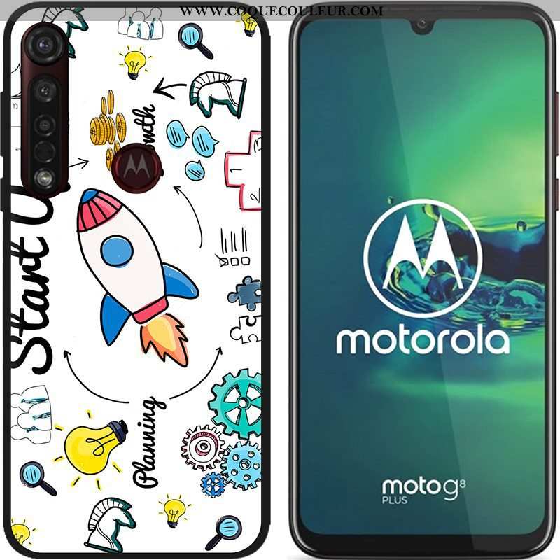 Coque Moto G8 Plus Dessin Animé Téléphone Portable Tissu, Housse Moto G8 Plus Fluide Doux Chaud Bleu