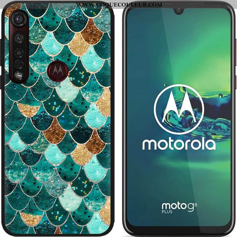 Coque Moto G8 Plus Dessin Animé Téléphone Portable Tissu, Housse Moto G8 Plus Fluide Doux Chaud Bleu