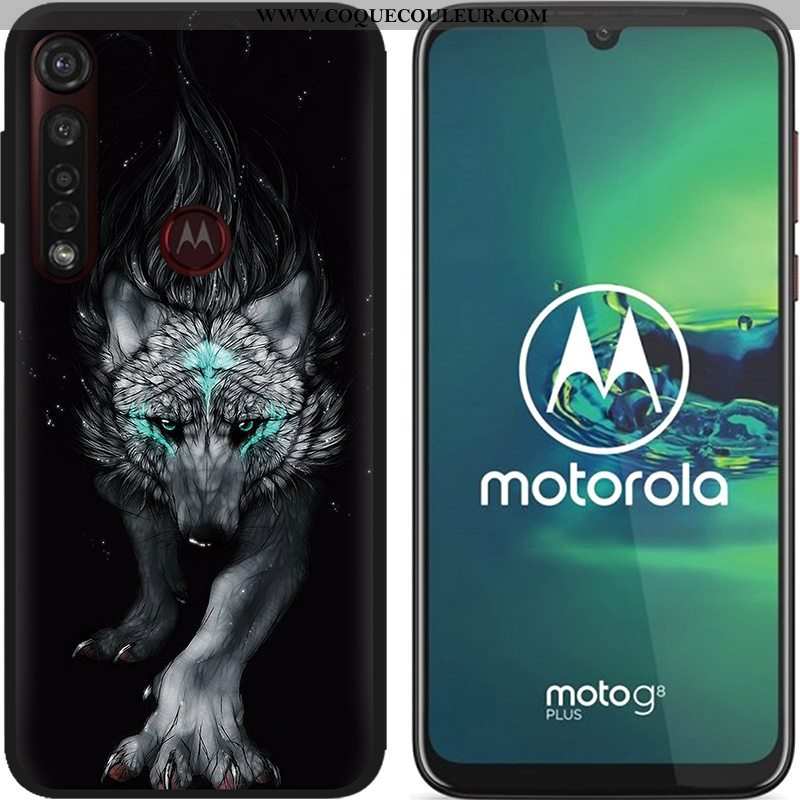 Coque Moto G8 Plus Dessin Animé Téléphone Portable Tissu, Housse Moto G8 Plus Fluide Doux Chaud Bleu