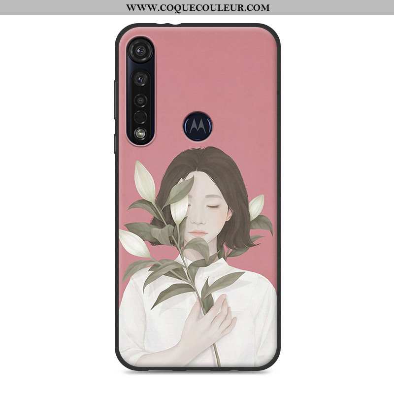 Étui Moto G8 Plus Fluide Doux Coque, Coque Moto G8 Plus Tout Compris Rose