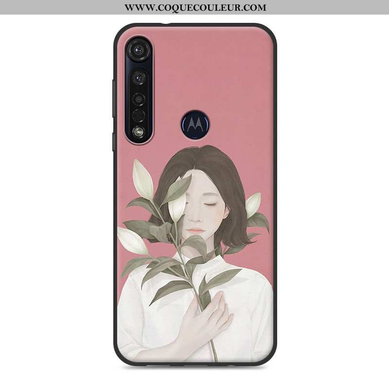 Étui Moto G8 Plus Fluide Doux Coque, Coque Moto G8 Plus Tout Compris Rose