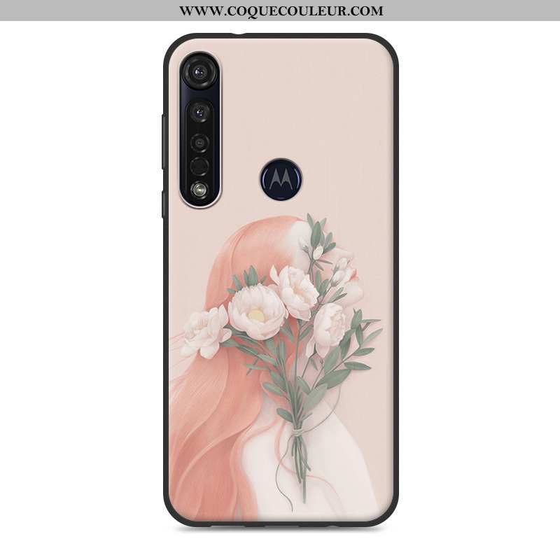 Étui Moto G8 Plus Fluide Doux Coque, Coque Moto G8 Plus Tout Compris Rose