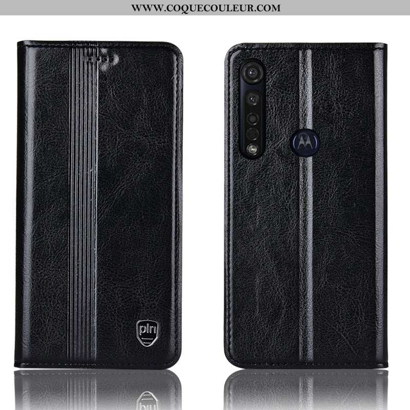 Étui Moto G8 Plus Protection Téléphone Portable Tout Compris, Coque Moto G8 Plus Cuir Véritable Roug