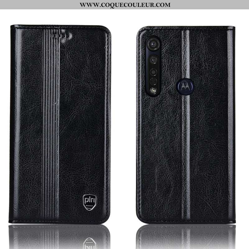 Étui Moto G8 Plus Protection Téléphone Portable Tout Compris, Coque Moto G8 Plus Cuir Véritable Roug