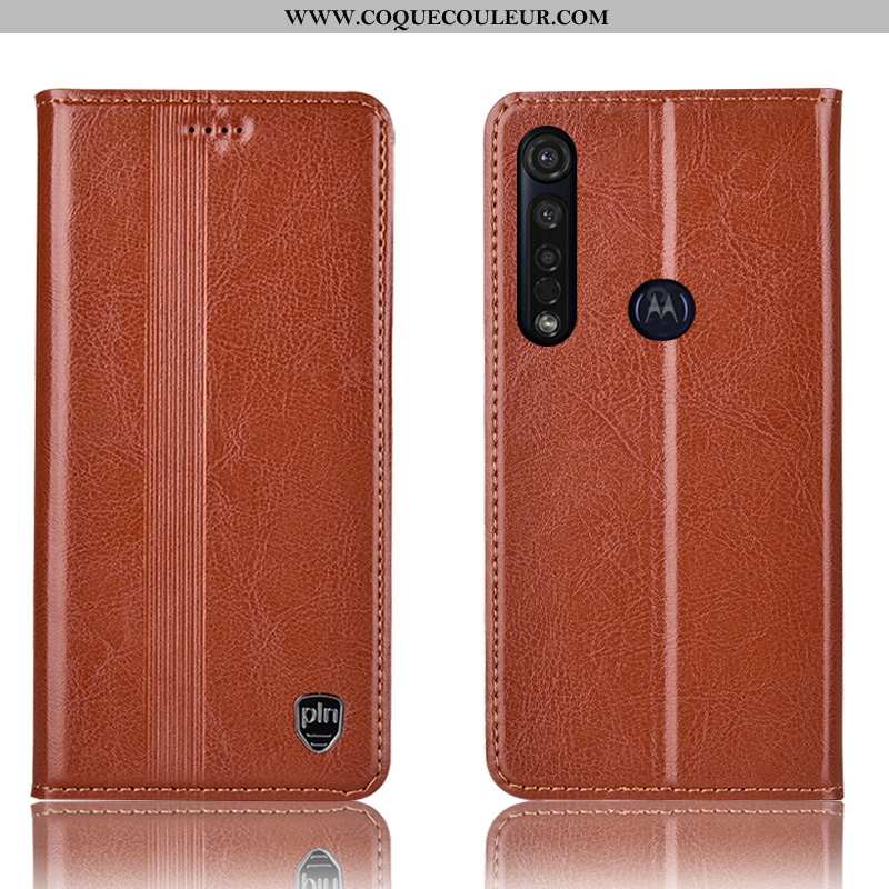 Étui Moto G8 Plus Protection Téléphone Portable Tout Compris, Coque Moto G8 Plus Cuir Véritable Roug