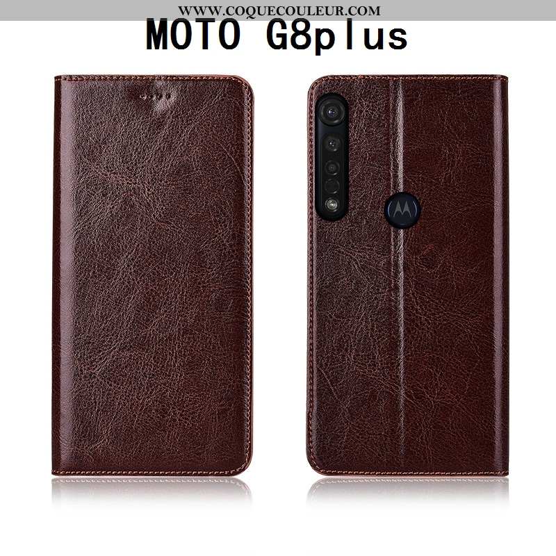 Coque Moto G8 Plus Cuir Véritable Modèle Fleurie Housse, Housse Moto G8 Plus Cuir Tout Compris Marro