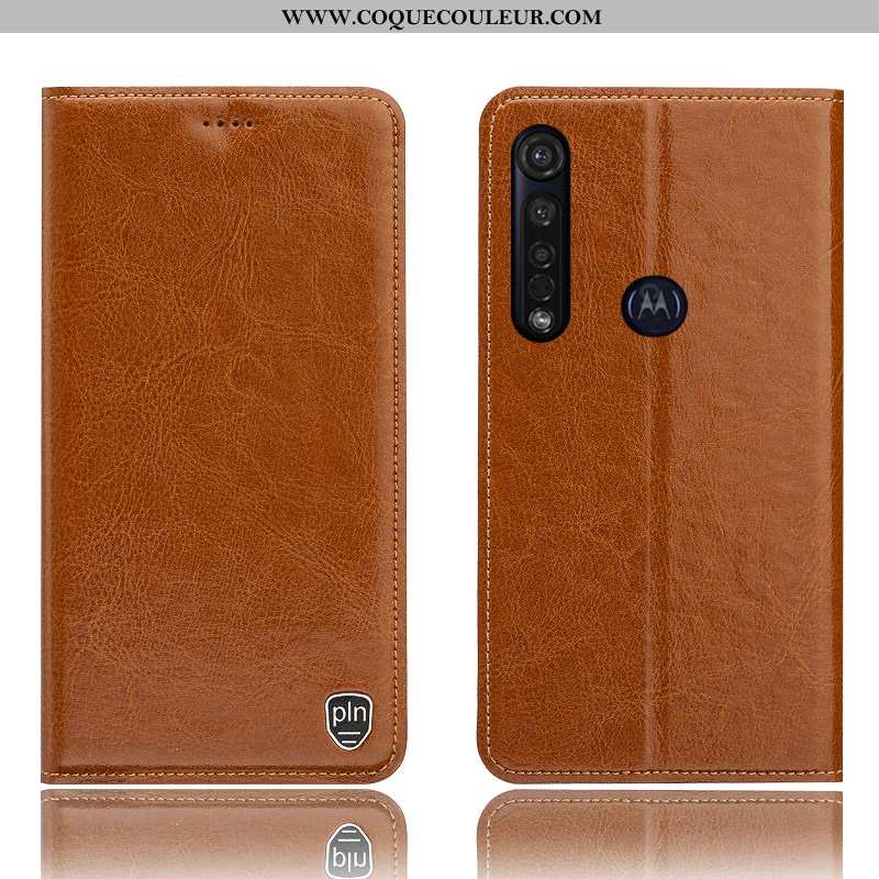 Coque Moto G8 Plus Modèle Fleurie Téléphone Portable Étui, Housse Moto G8 Plus Protection Orange