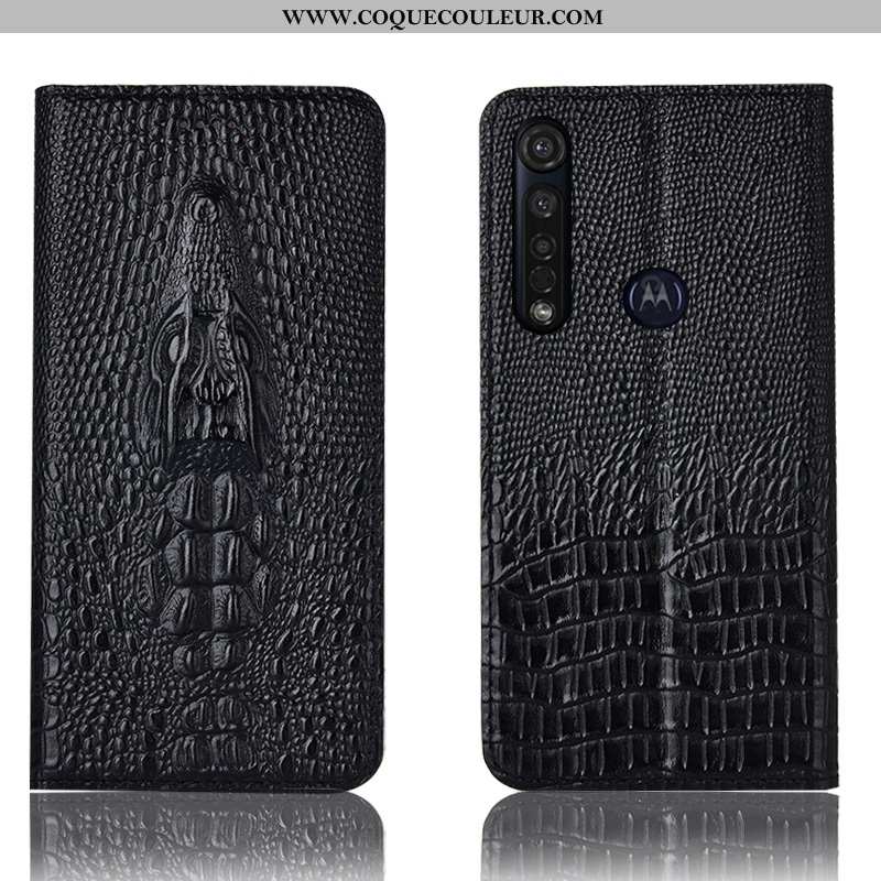 Étui Moto G8 Plus Protection Housse Coque, Coque Moto G8 Plus Cuir Véritable Incassable Bleu