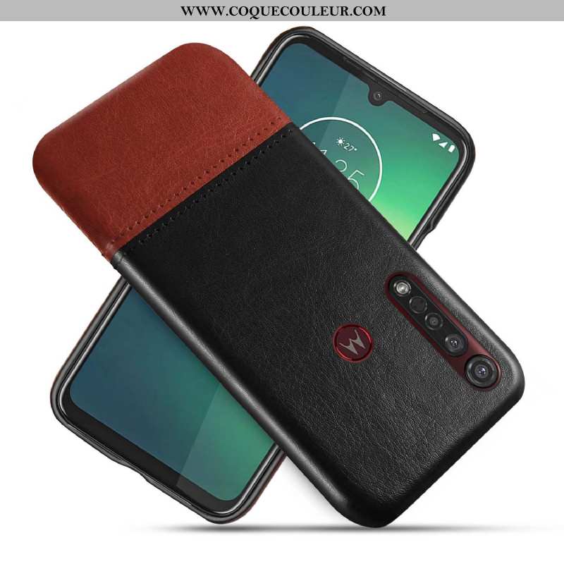 Coque Moto G8 Plus Créatif Bicolore, Housse Moto G8 Plus Cuir Bleu