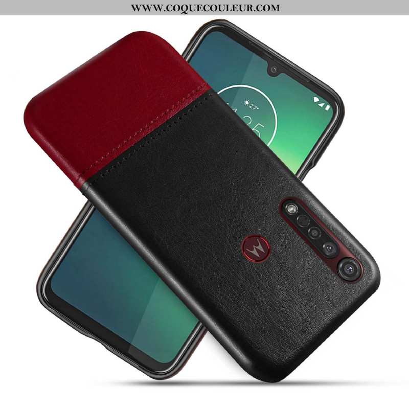 Coque Moto G8 Plus Créatif Bicolore, Housse Moto G8 Plus Cuir Bleu