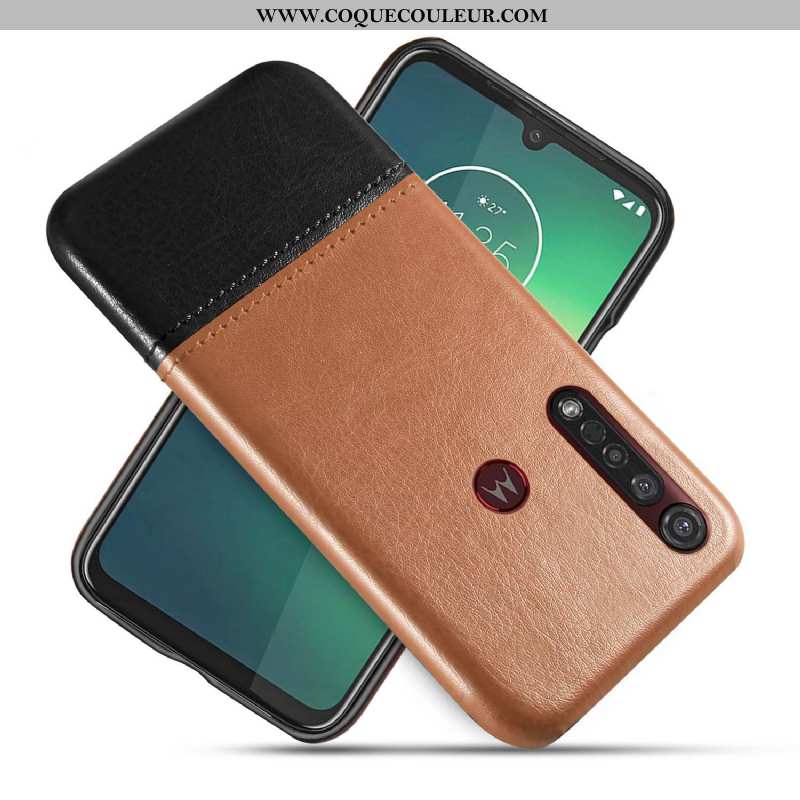 Coque Moto G8 Plus Créatif Bicolore, Housse Moto G8 Plus Cuir Bleu