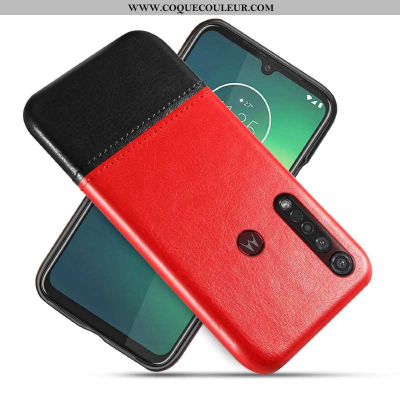 Coque Moto G8 Plus Créatif Bicolore, Housse Moto G8 Plus Cuir Bleu