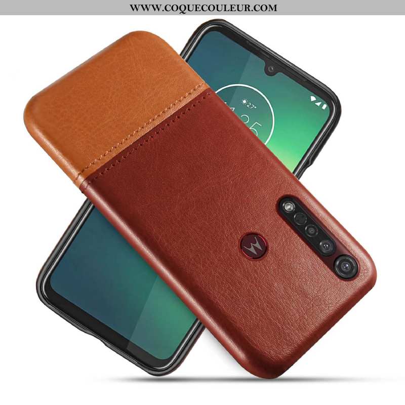 Coque Moto G8 Plus Créatif Bicolore, Housse Moto G8 Plus Cuir Bleu