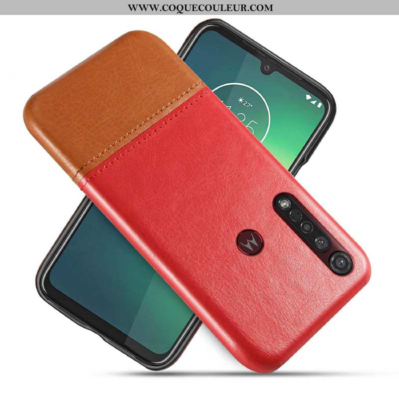 Coque Moto G8 Plus Créatif Bicolore, Housse Moto G8 Plus Cuir Bleu