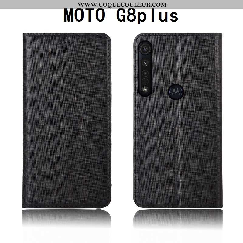 Coque Moto G8 Plus Cuir Housse Silicone, Moto G8 Plus Fluide Doux Étui Marron