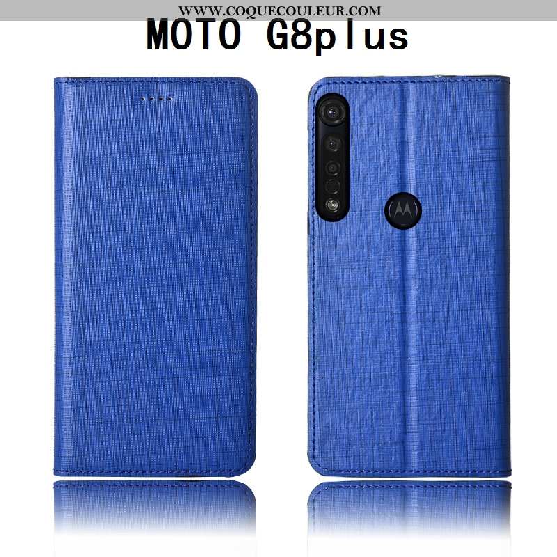 Coque Moto G8 Plus Cuir Housse Silicone, Moto G8 Plus Fluide Doux Étui Marron