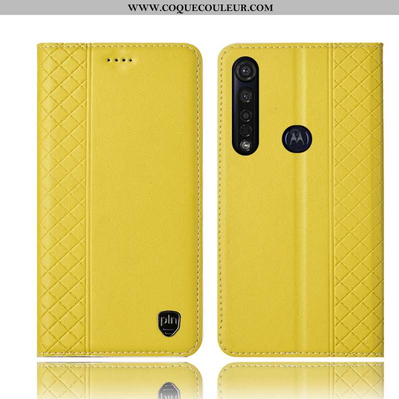 Étui Moto G8 Plus Protection Housse Noir, Coque Moto G8 Plus Cuir Véritable Noir