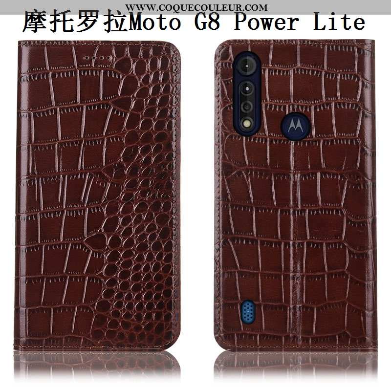 Étui Moto G8 Power Lite Modèle Fleurie Téléphone Portable Cuir Véritable, Coque Moto G8 Power Lite P