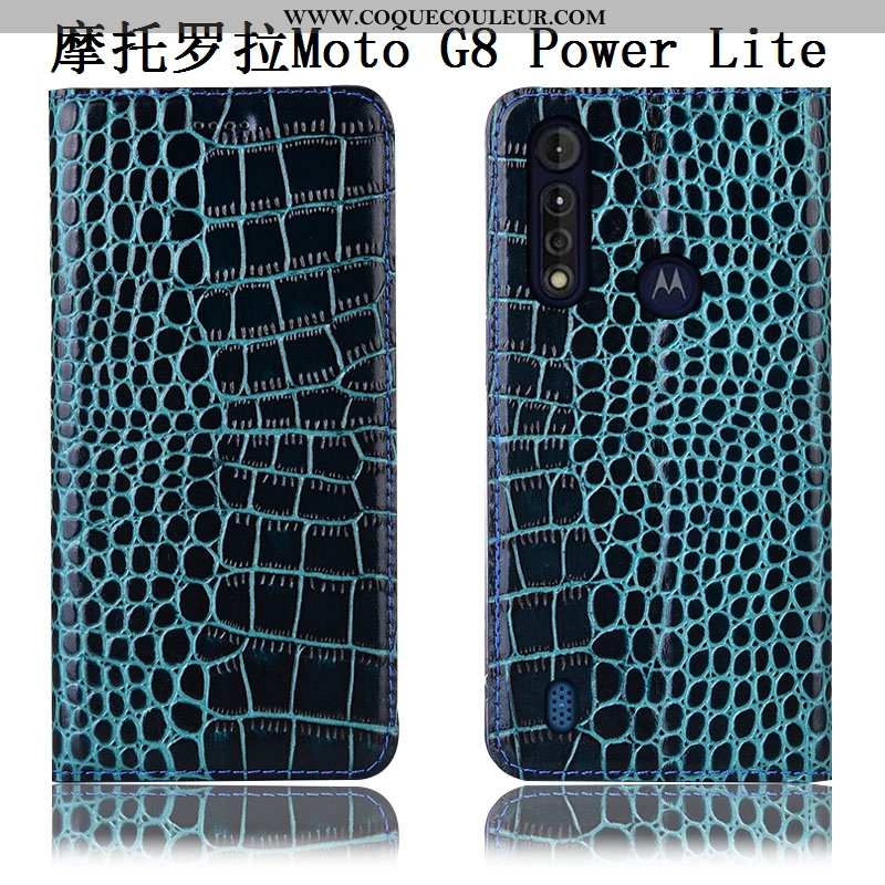 Étui Moto G8 Power Lite Modèle Fleurie Téléphone Portable Cuir Véritable, Coque Moto G8 Power Lite P