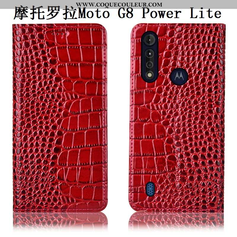 Étui Moto G8 Power Lite Modèle Fleurie Téléphone Portable Cuir Véritable, Coque Moto G8 Power Lite P