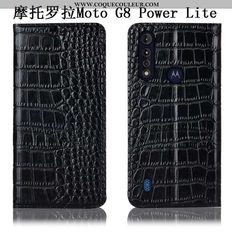 Étui Moto G8 Power Lite Modèle Fleurie Téléphone Portable Cuir Véritable, Coque Moto G8 Power Lite P