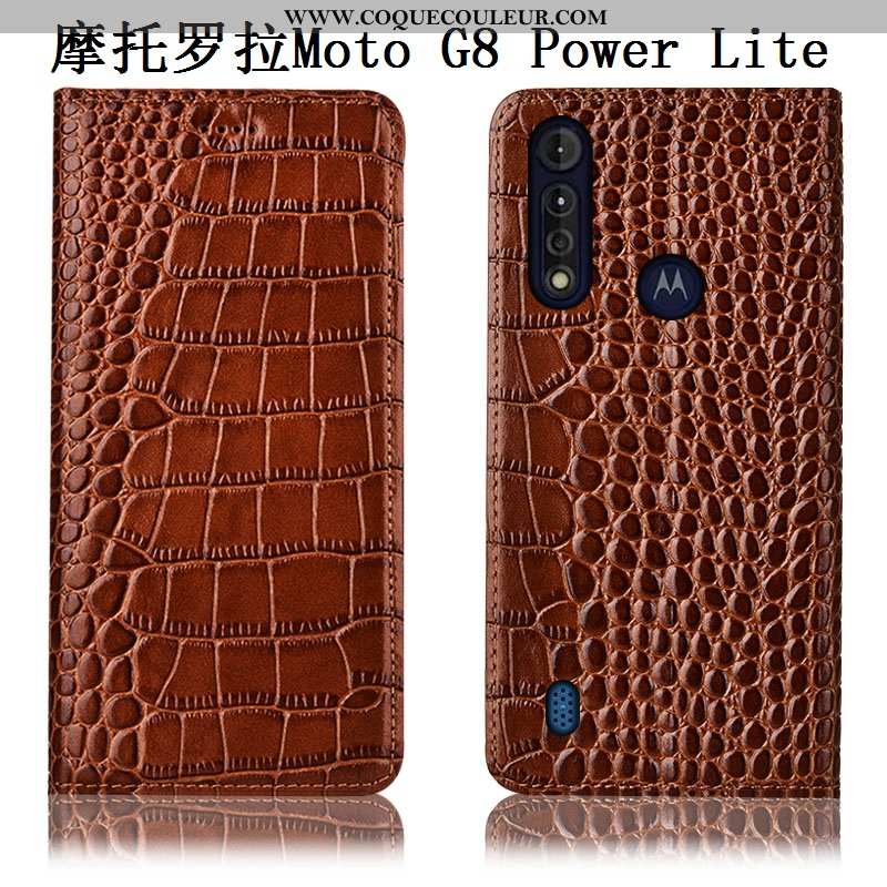 Étui Moto G8 Power Lite Modèle Fleurie Téléphone Portable Cuir Véritable, Coque Moto G8 Power Lite P