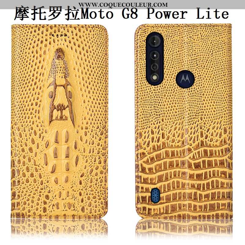 Housse Moto G8 Power Lite Protection Téléphone Portable Étui, Étui Moto G8 Power Lite Cuir Véritable