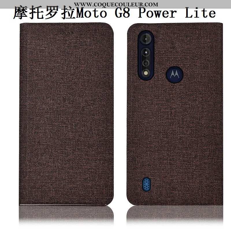 Coque Moto G8 Power Lite Cuir Tout Compris Rose, Housse Moto G8 Power Lite Incassable Rose