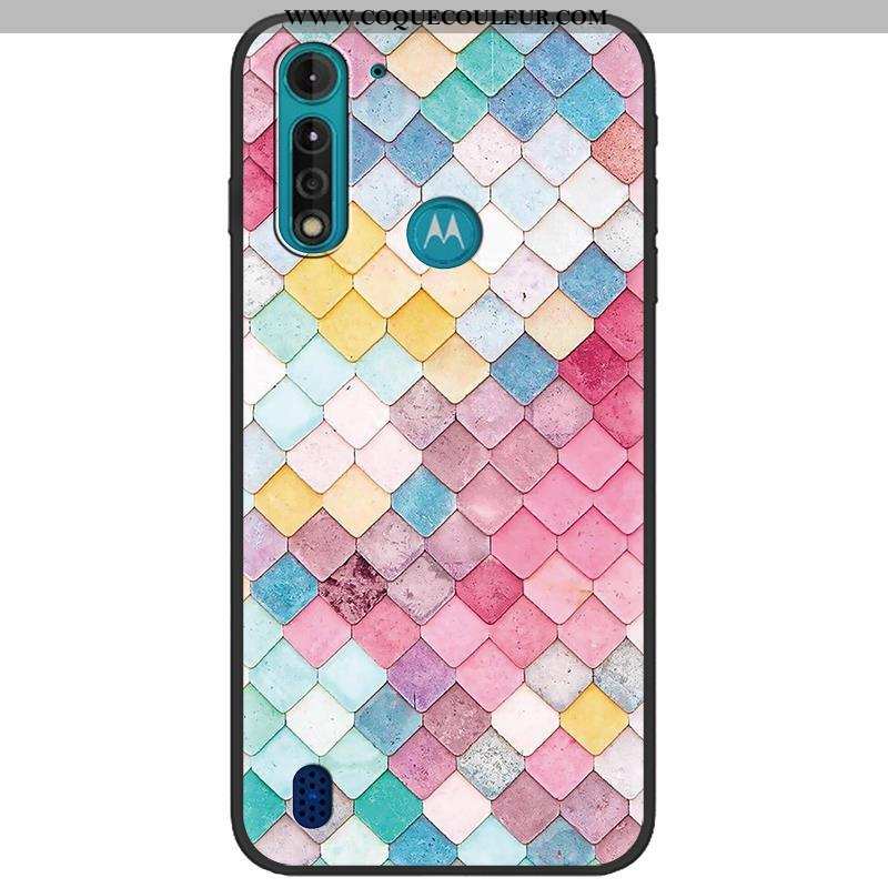 Étui Moto G8 Power Lite Créatif Délavé En Daim, Coque Moto G8 Power Lite Dessin Animé Camouflage