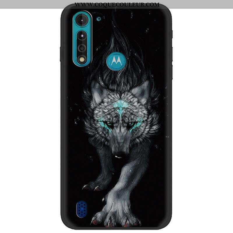 Étui Moto G8 Power Lite Créatif Délavé En Daim, Coque Moto G8 Power Lite Dessin Animé Camouflage