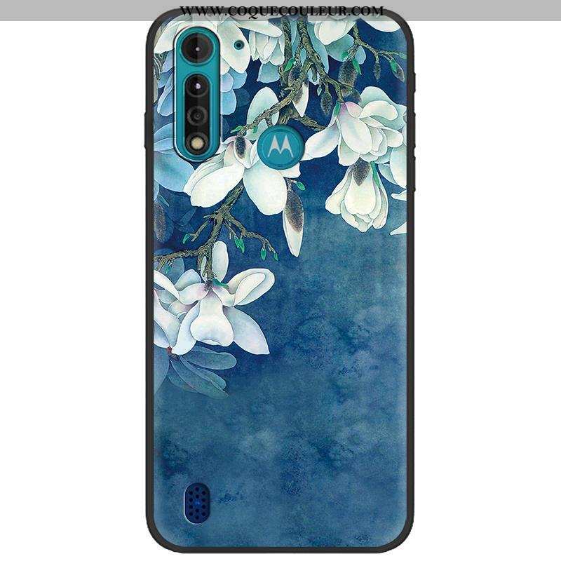 Étui Moto G8 Power Lite Créatif Délavé En Daim, Coque Moto G8 Power Lite Dessin Animé Camouflage