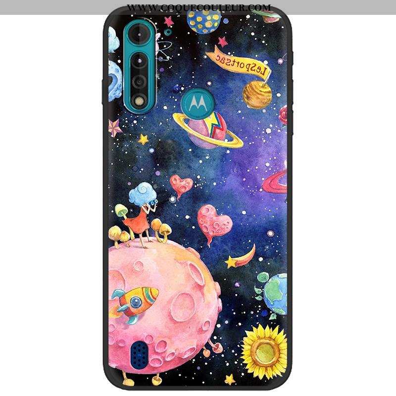 Étui Moto G8 Power Lite Créatif Délavé En Daim, Coque Moto G8 Power Lite Dessin Animé Camouflage