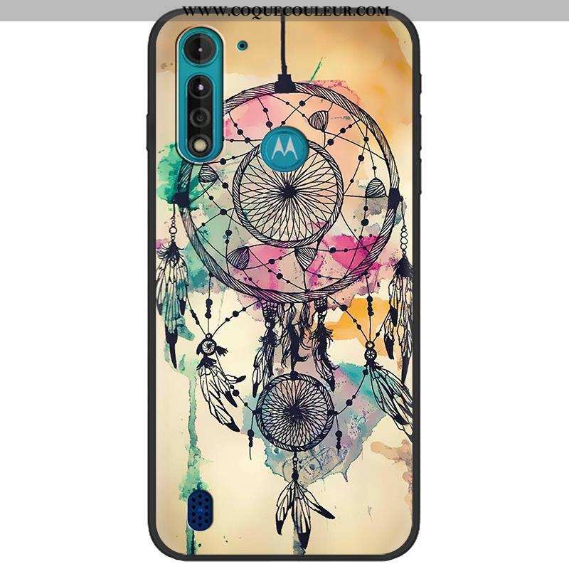 Étui Moto G8 Power Lite Créatif Délavé En Daim, Coque Moto G8 Power Lite Dessin Animé Camouflage