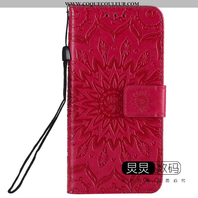 Housse Moto G8 Power Gaufrage Tout Compris Coque, Étui Moto G8 Power Cuir Incassable Rouge