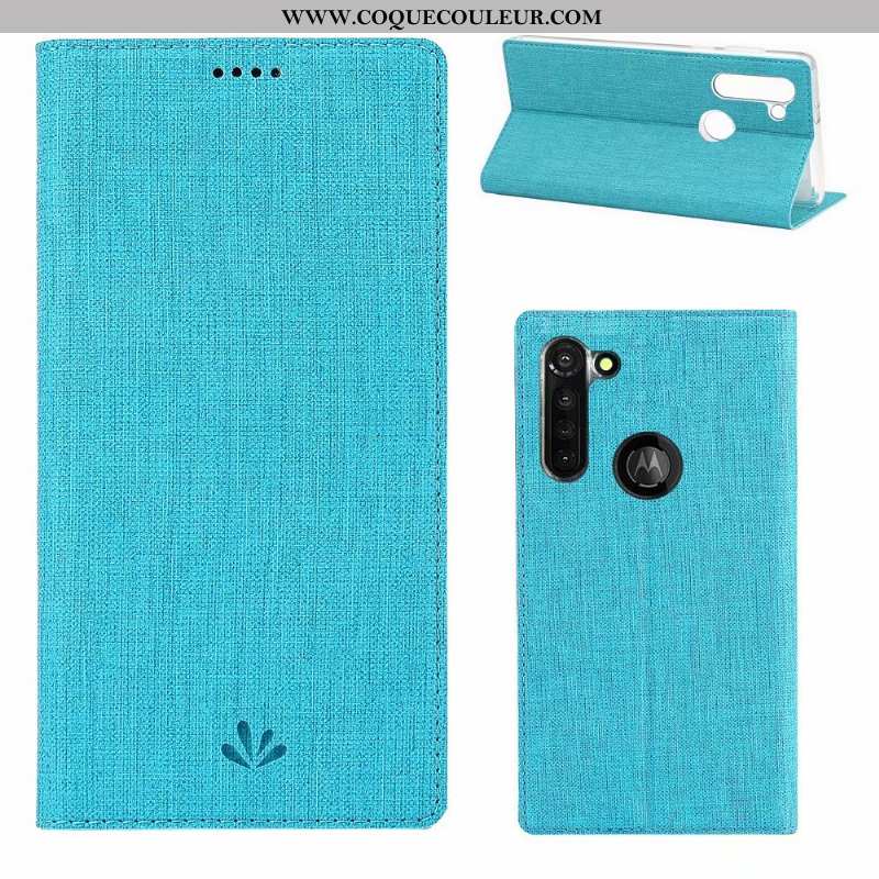 Étui Moto G8 Power Cuir Tissu Téléphone Portable, Coque Moto G8 Power Modèle Fleurie Gris