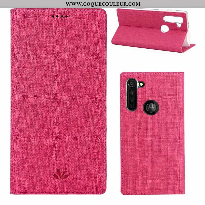 Étui Moto G8 Power Cuir Tissu Téléphone Portable, Coque Moto G8 Power Modèle Fleurie Gris