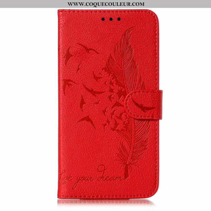 Coque Moto G8 Power Cuir Rouge Clamshell, Housse Moto G8 Power Étui