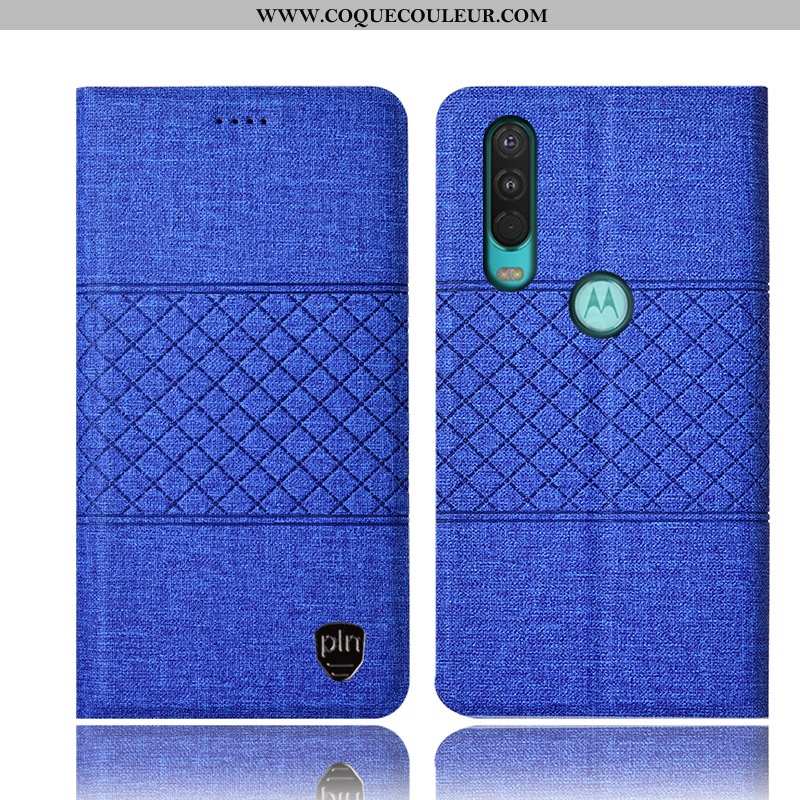 Étui Motorola One Action Protection Coque Lin, Motorola One Action Cuir Tout Compris Noir