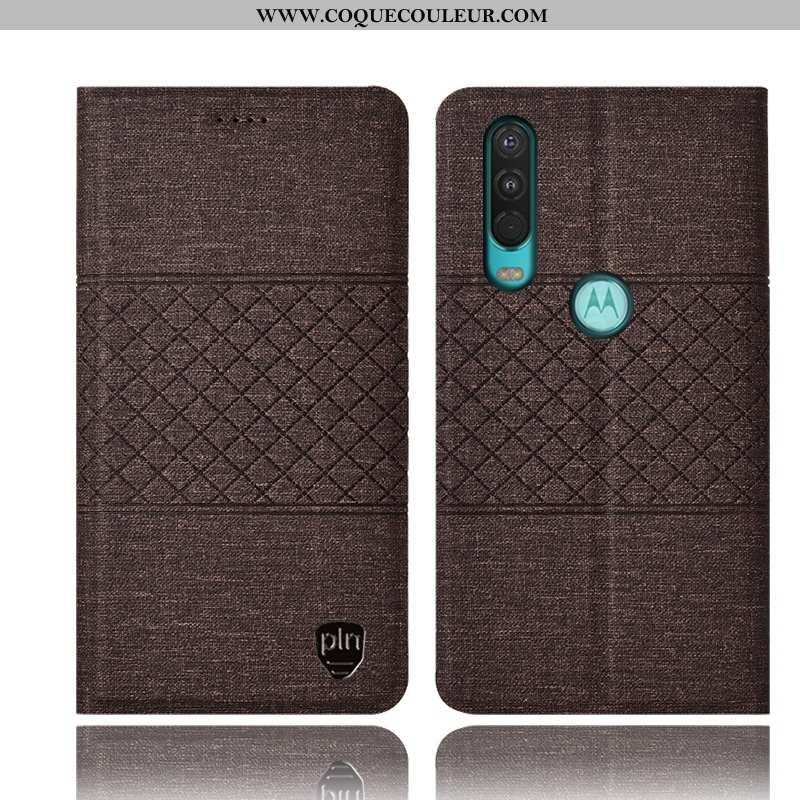 Étui Motorola One Action Protection Coque Lin, Motorola One Action Cuir Tout Compris Noir