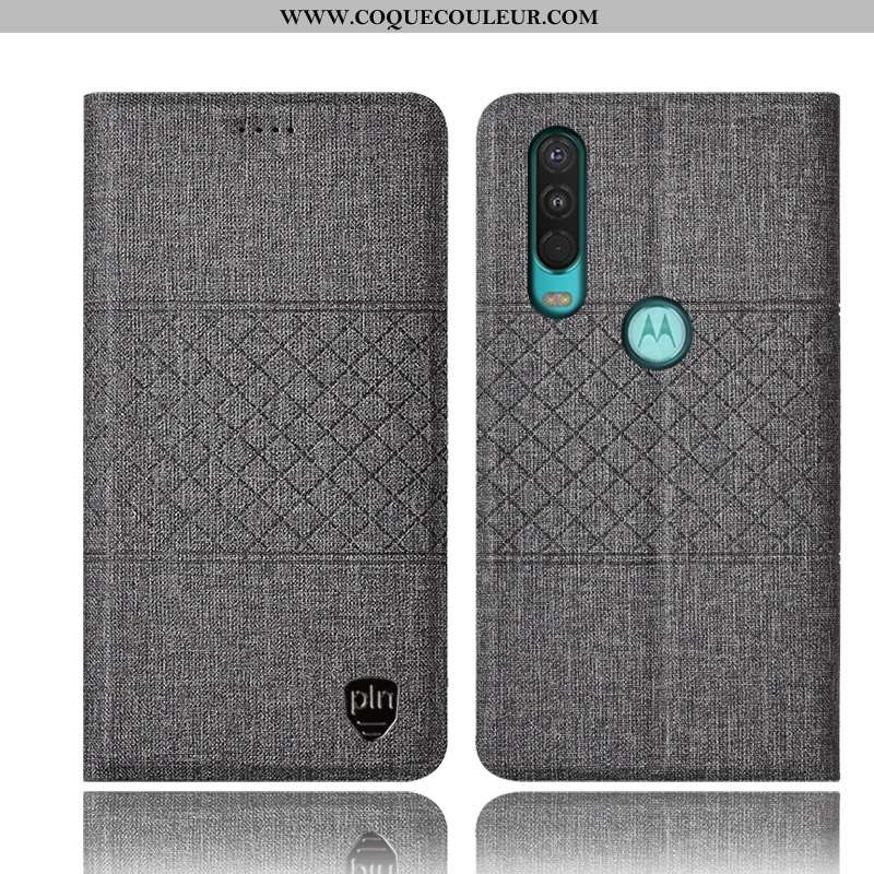 Étui Motorola One Action Protection Coque Lin, Motorola One Action Cuir Tout Compris Noir