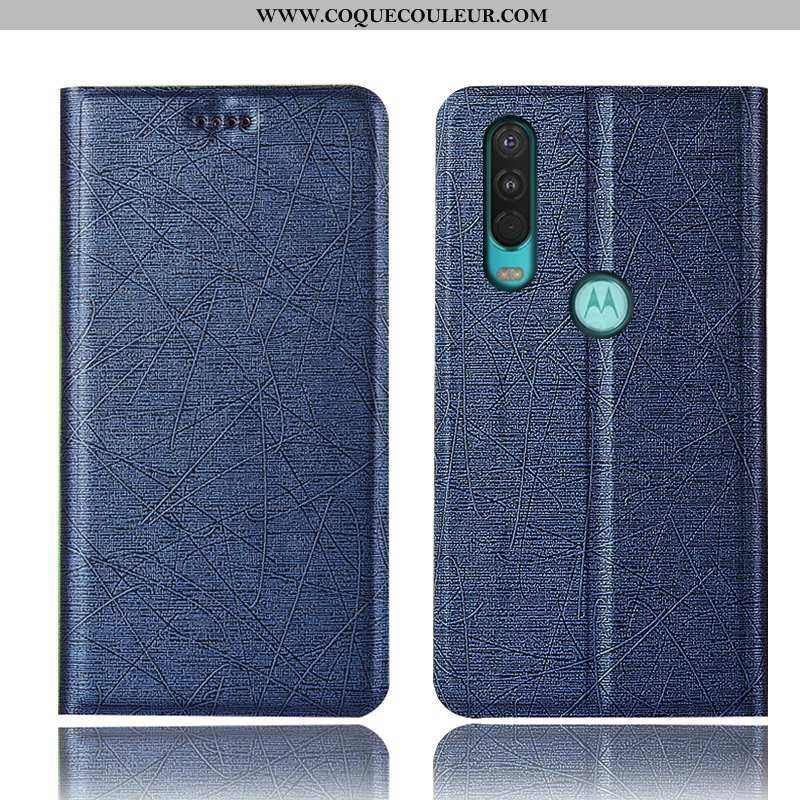 Étui Motorola One Action Cuir Téléphone Portable Noir, Coque Motorola One Action Protection Soie Noi